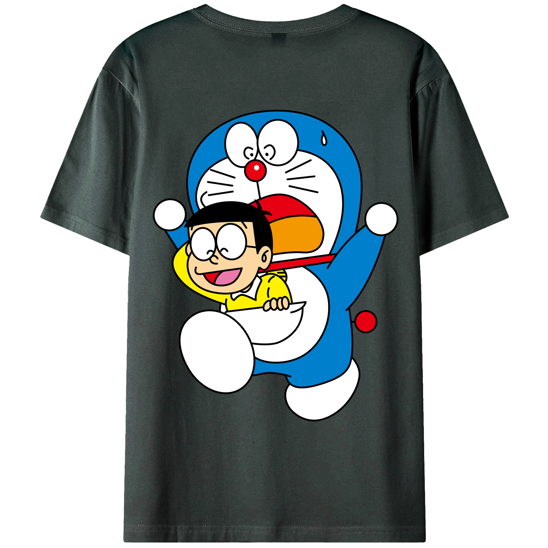 （画像用） ドラえもん Doraemon 綿100％ メンズ半袖Tシャツ（バックプリント） 通気性